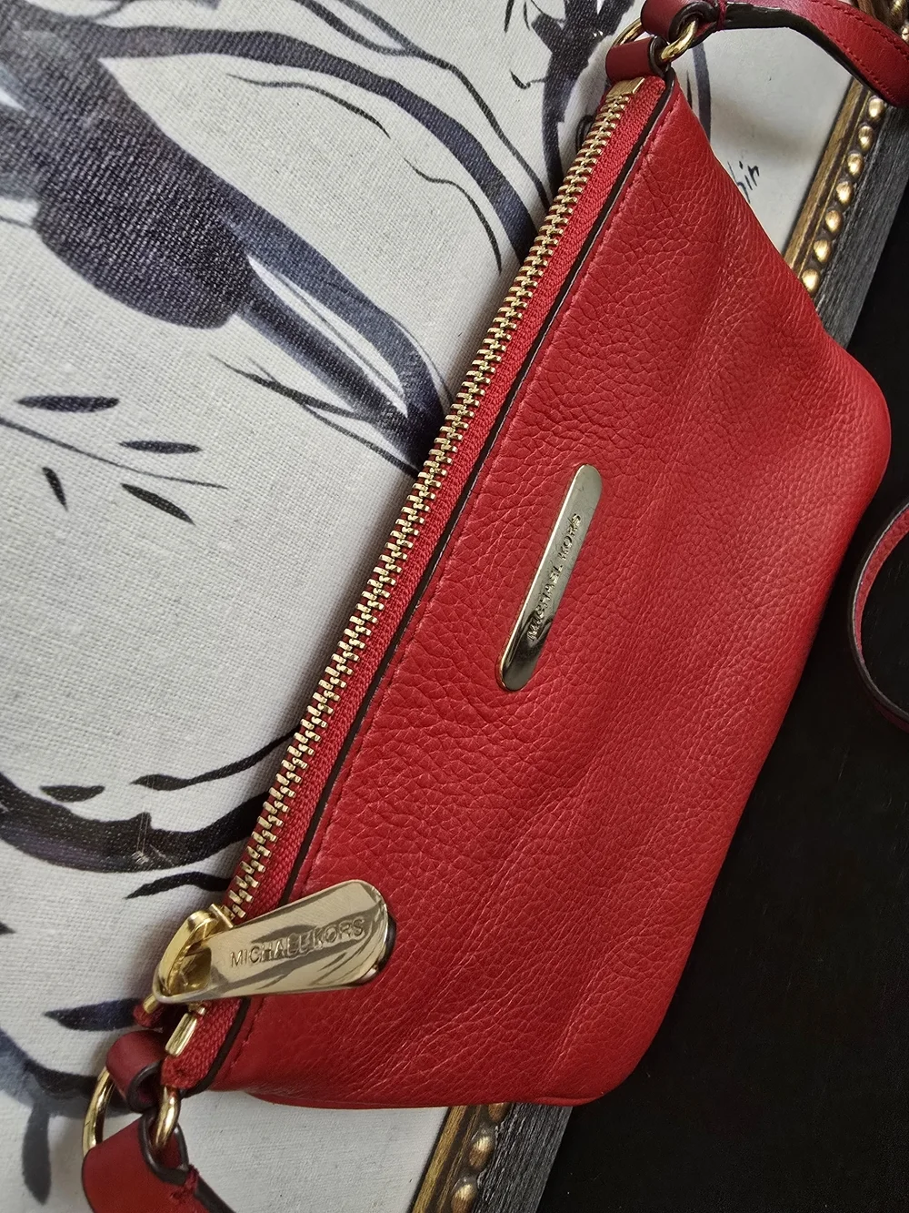 Michael Kors Red Leather Crossbody Mini Bag